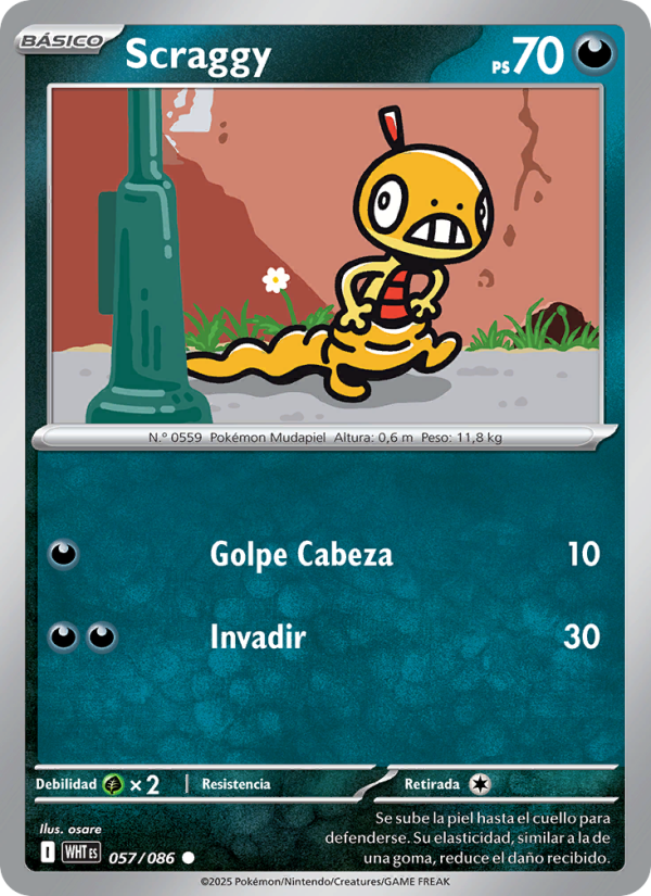 Scraggy 057 — Llama Blanca (Spanish Pokémon TCG card)