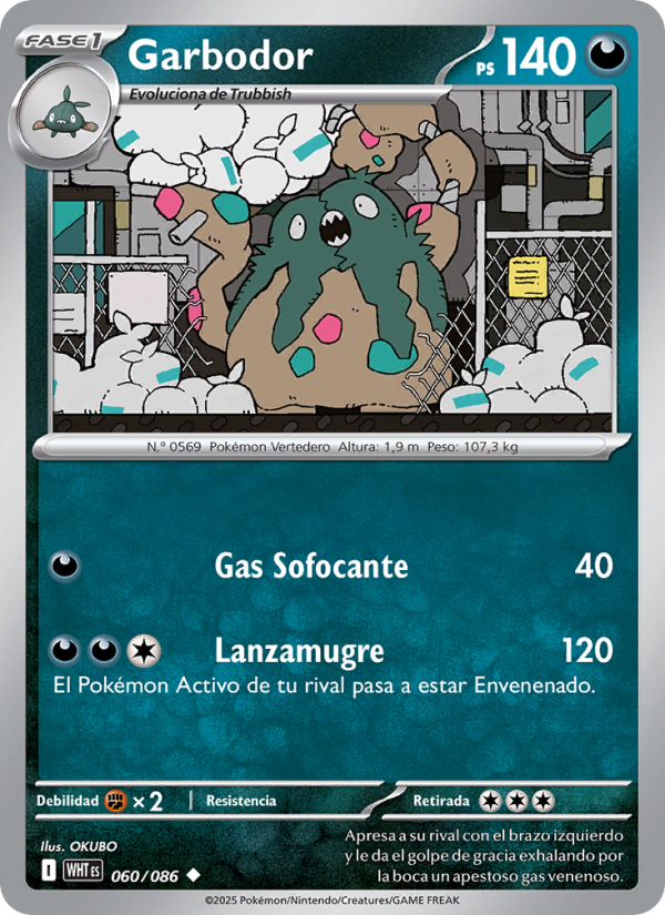 Garbodor 060 — Llama Blanca (Spanish Pokémon TCG card)
