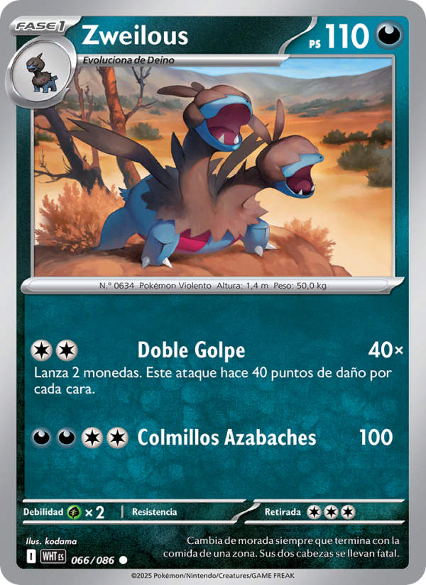 Zweilous 066 — Llama Blanca (Spanish Pokémon TCG card)