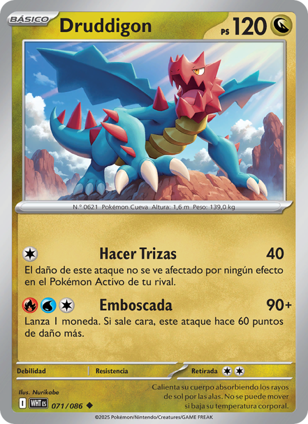 Druddigon 071 — Llama Blanca (Spanish Pokémon TCG card)