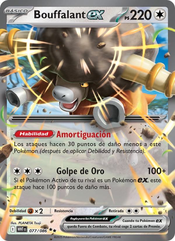 Bouffalant ex 077 — Llama Blanca (Spanish Pokémon TCG card)