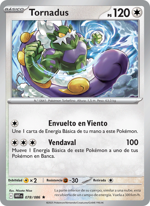 Tornadus 078 — Llama Blanca (Spanish Pokémon TCG card)