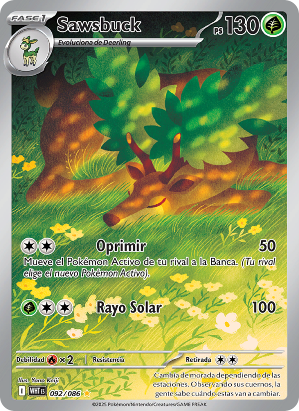 Sawsbuck 092 — Llama Blanca (Spanish Pokémon TCG card)