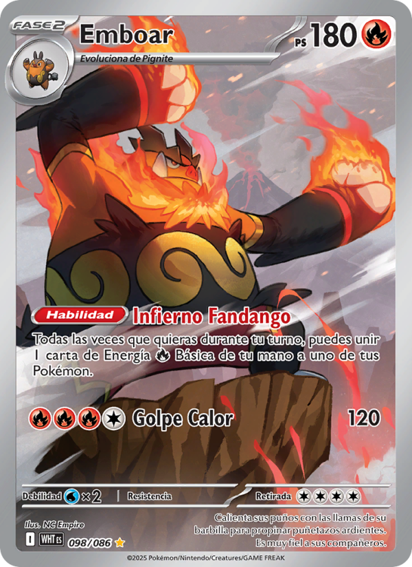 Emboar 098 — Llama Blanca (Spanish Pokémon TCG card)