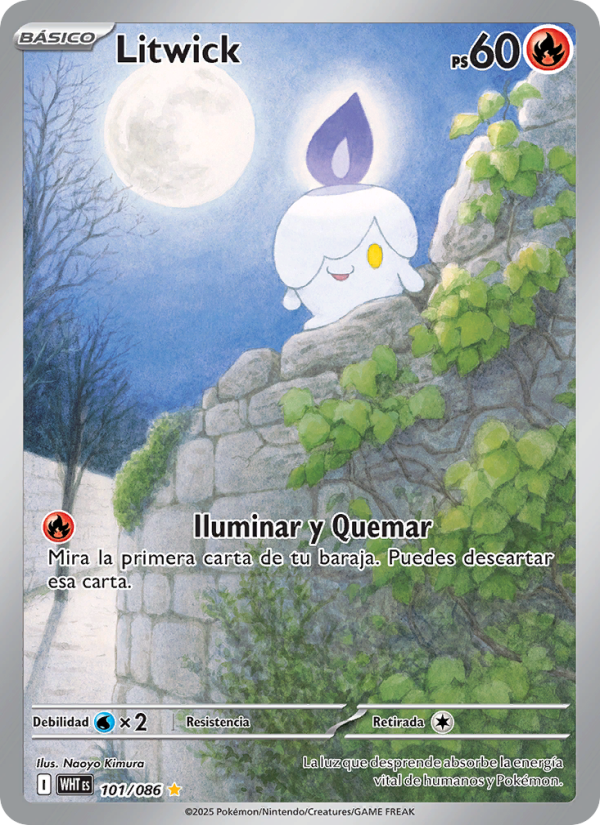 Litwick 101 — Llama Blanca (Spanish Pokémon TCG card)