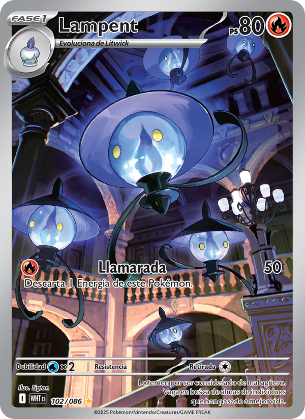 Lampent 102 — Llama Blanca (Spanish Pokémon TCG card)