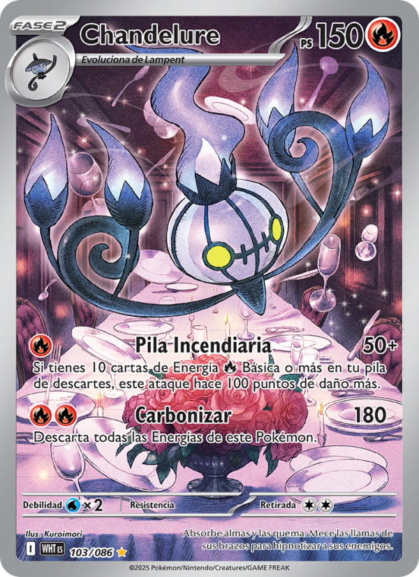 Chandelure 103 — Llama Blanca (Spanish Pokémon TCG card)
