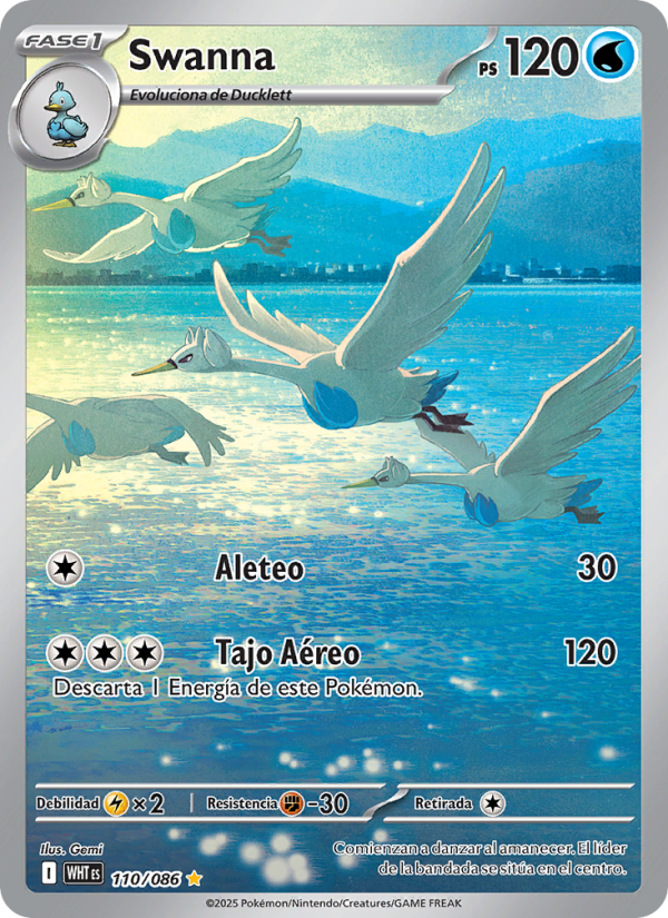Swanna 110 — Llama Blanca (Spanish Pokémon TCG card)