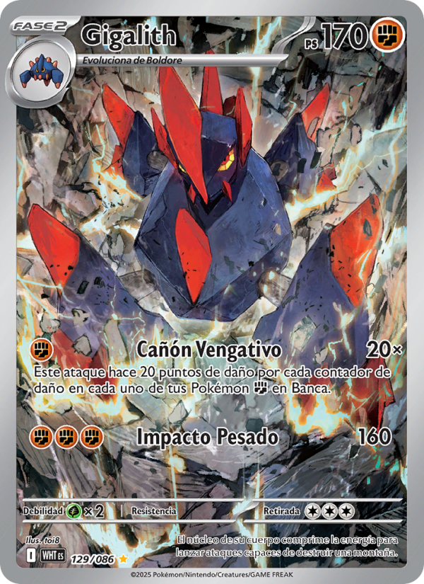 Gigalith 129 — Llama Blanca (Spanish Pokémon TCG card)