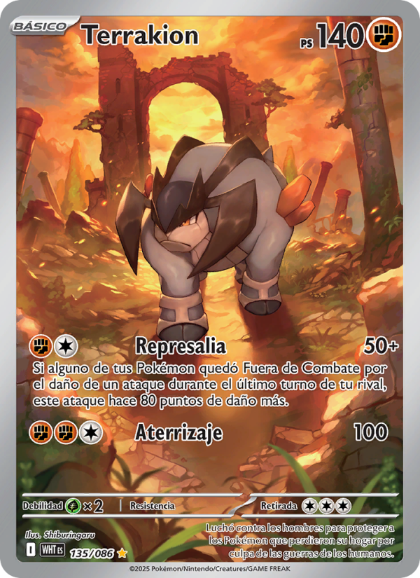Terrakion 135 — Llama Blanca (Spanish Pokémon TCG card)