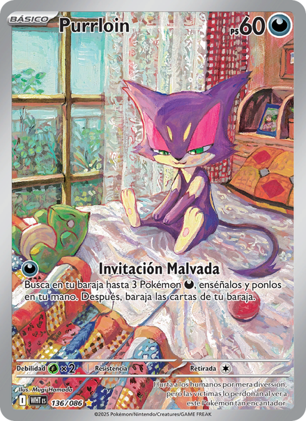 Purrloin 136 — Llama Blanca (Spanish Pokémon TCG card)