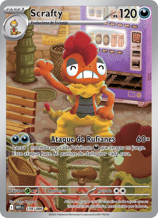 Scrafty 139 — Llama Blanca (Spanish Pokémon TCG card)