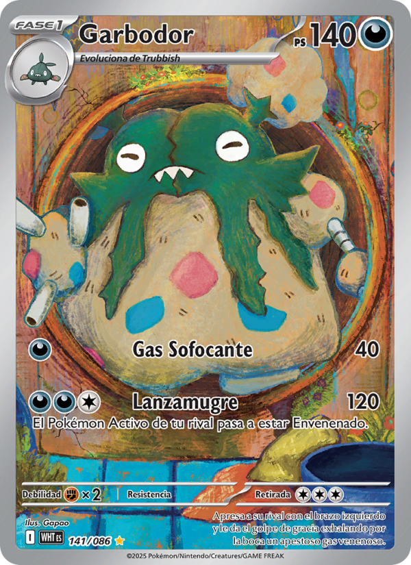 Garbodor 141 — Llama Blanca (Spanish Pokémon TCG card)