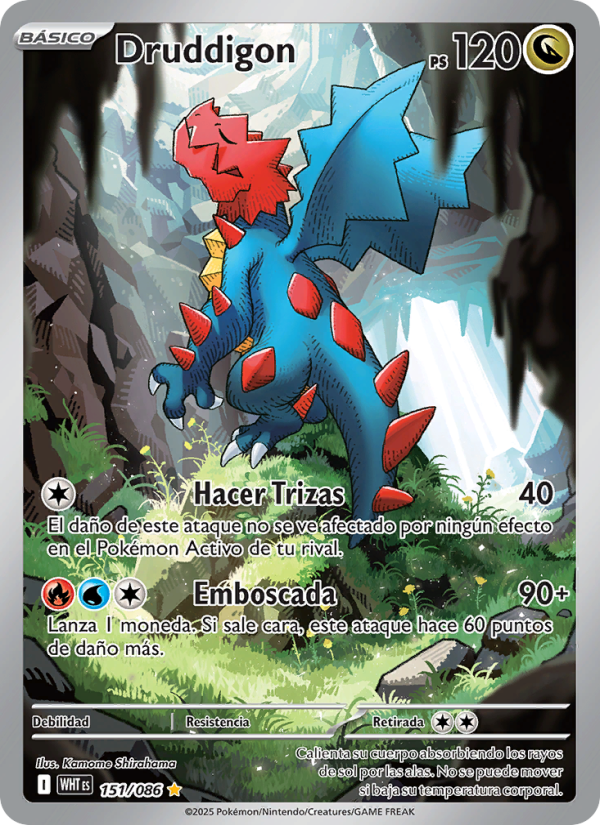 Druddigon 151 — Llama Blanca (Spanish Pokémon TCG card)