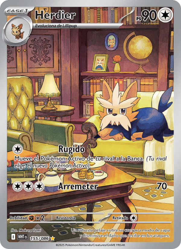 Herdier 155 — Llama Blanca (Spanish Pokémon TCG card)
