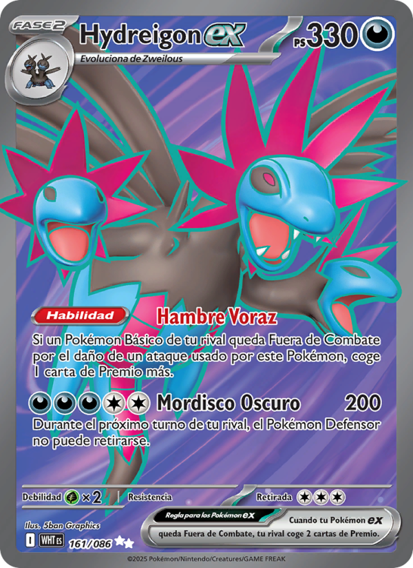 Hydreigon ex 161 — Llama Blanca (Spanish Pokémon TCG card)