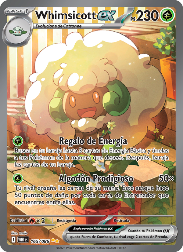 Whimsicott ex 165 — Llama Blanca (Spanish Pokémon TCG card)