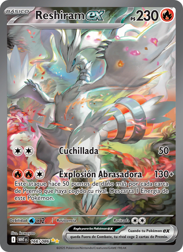 Reshiram ex 166 — Llama Blanca (Spanish Pokémon TCG card)