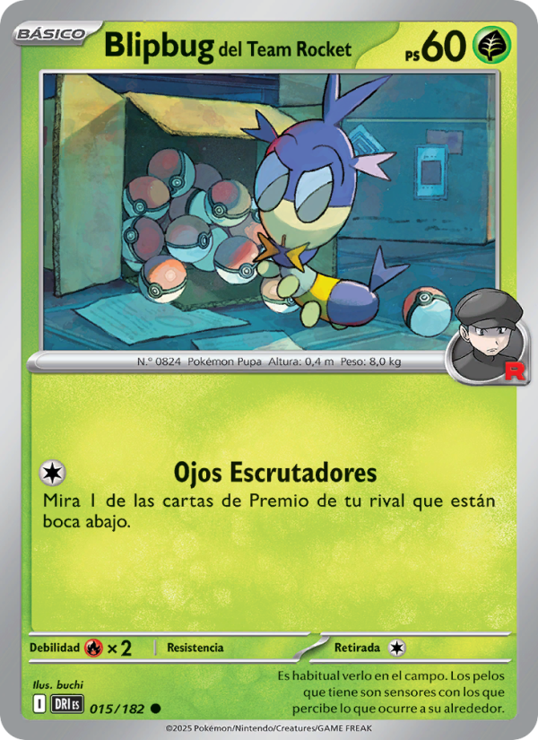 Blipbug del Team Rocket 015 — Rivales Predestinados (Spanish Pokémon TCG card)