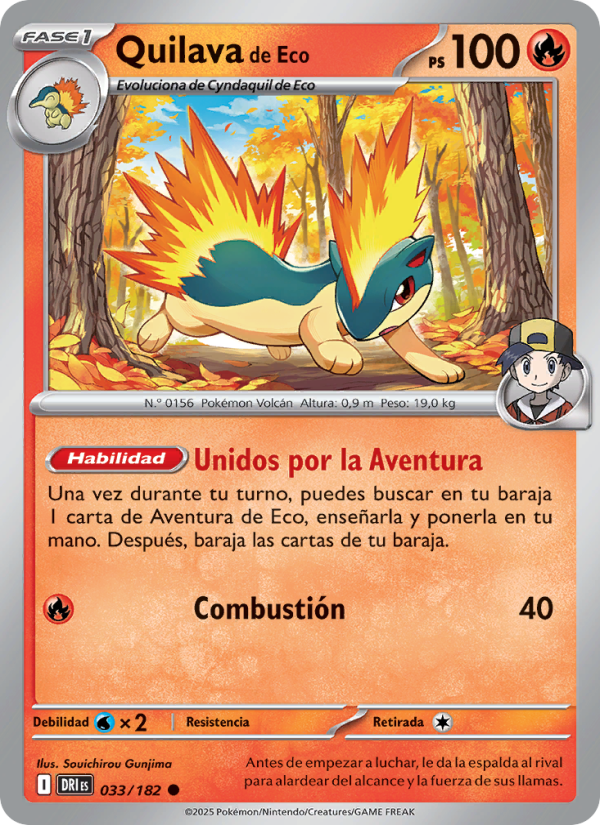 Quilava de Eco 033 — Rivales Predestinados (Spanish Pokémon TCG card)