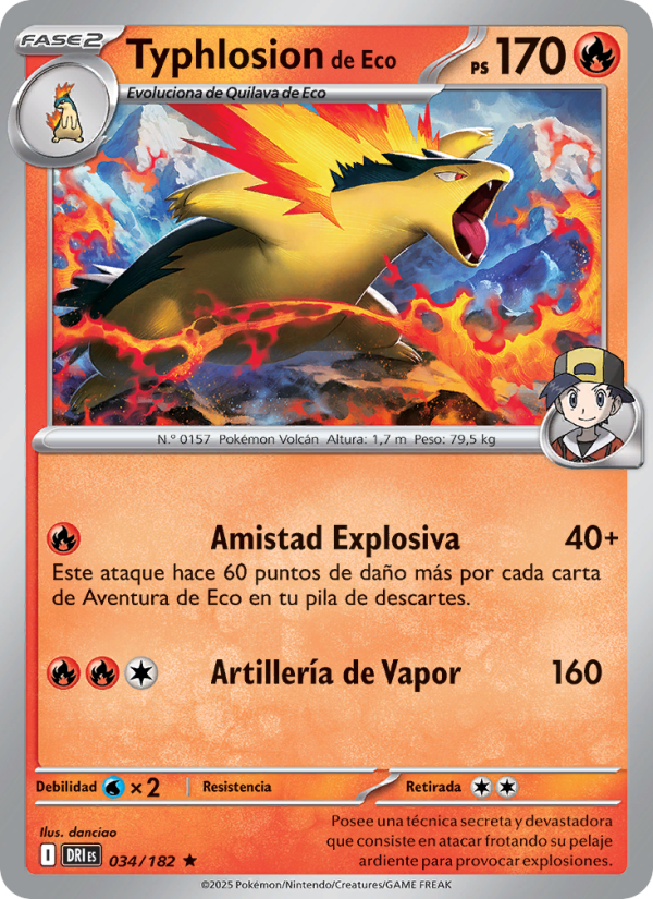 Typhlosion de Eco 034 — Rivales Predestinados (Spanish Pokémon TCG card)