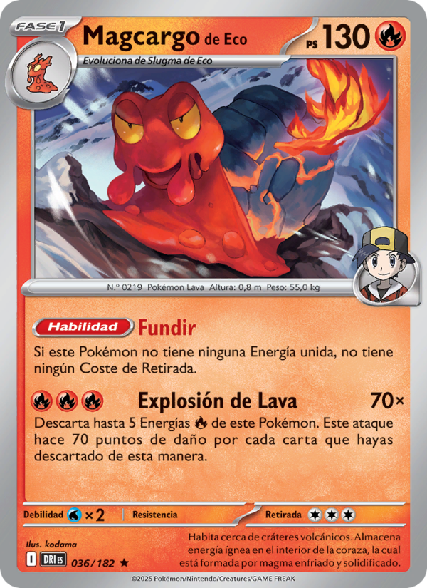 Magcargo de Eco 036 — Rivales Predestinados (Spanish Pokémon TCG card)