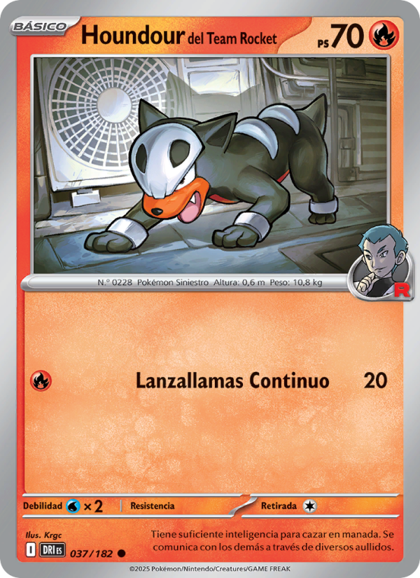 Houndour del Team Rocket 037 — Rivales Predestinados (Spanish Pokémon TCG card)
