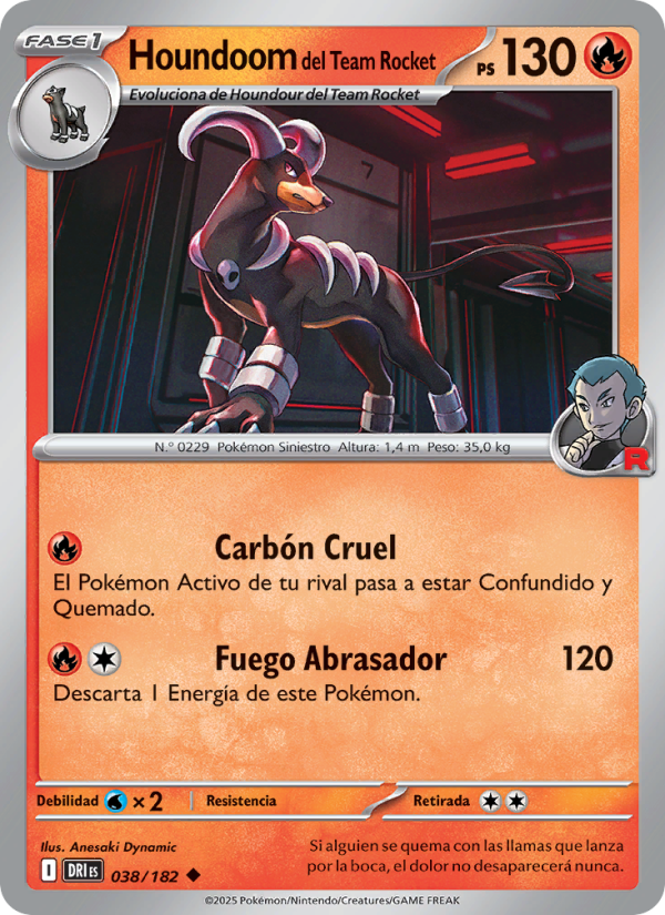 Houndoom del Team Rocket 038 — Rivales Predestinados (Spanish Pokémon TCG card)