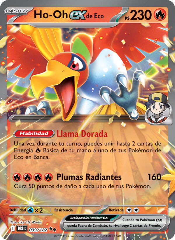 Ho-Oh ex de Eco 039 — Rivales Predestinados (Spanish Pokémon TCG card)