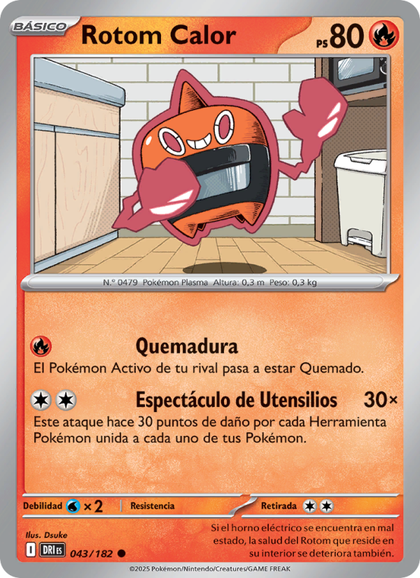 Rotom Calor 043 — Rivales Predestinados (Spanish Pokémon TCG card)