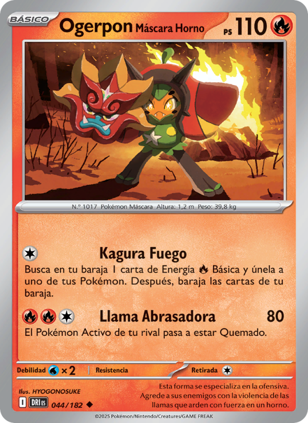 Ogerpon Máscara Horno 044 — Rivales Predestinados (Spanish Pokémon TCG card)