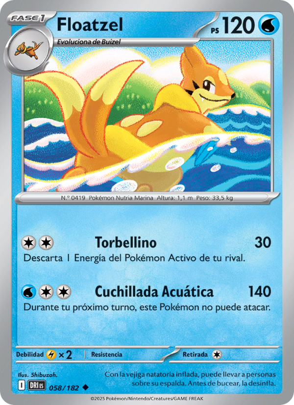 Floatzel 058 — Rivales Predestinados (Spanish Pokémon TCG card)