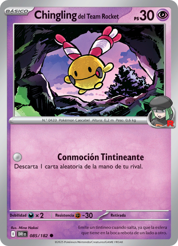 Chingling del Team Rocket 085 — Rivales Predestinados (Spanish Pokémon TCG card)
