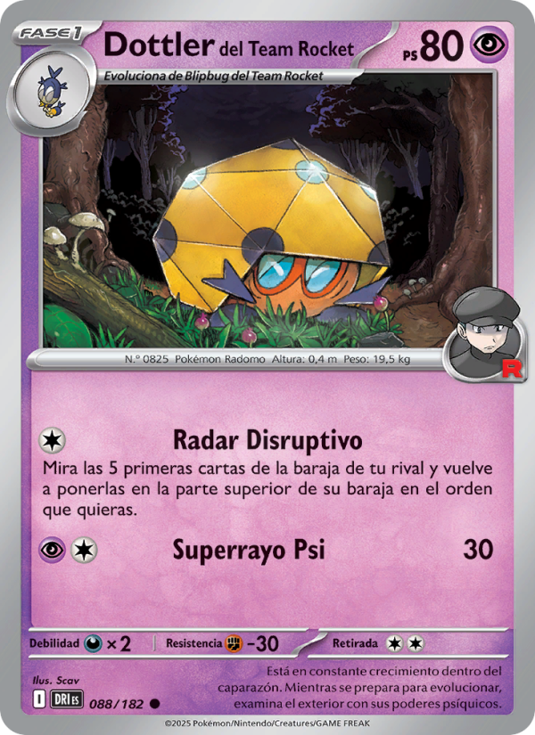 Dottler del Team Rocket 088 — Rivales Predestinados (Spanish Pokémon TCG card)