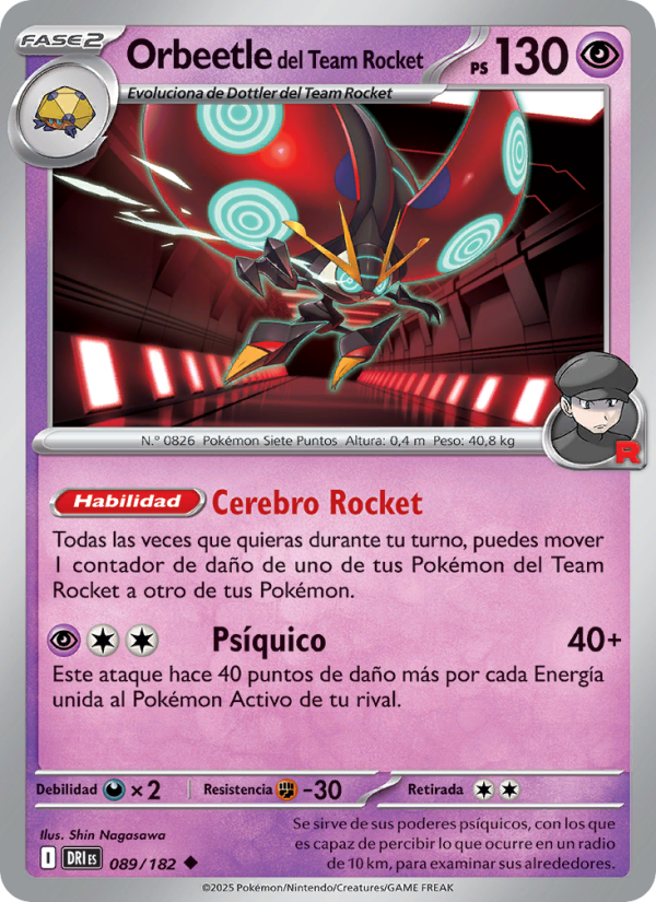 Orbeetle del Team Rocket 089 — Rivales Predestinados (Spanish Pokémon TCG card)