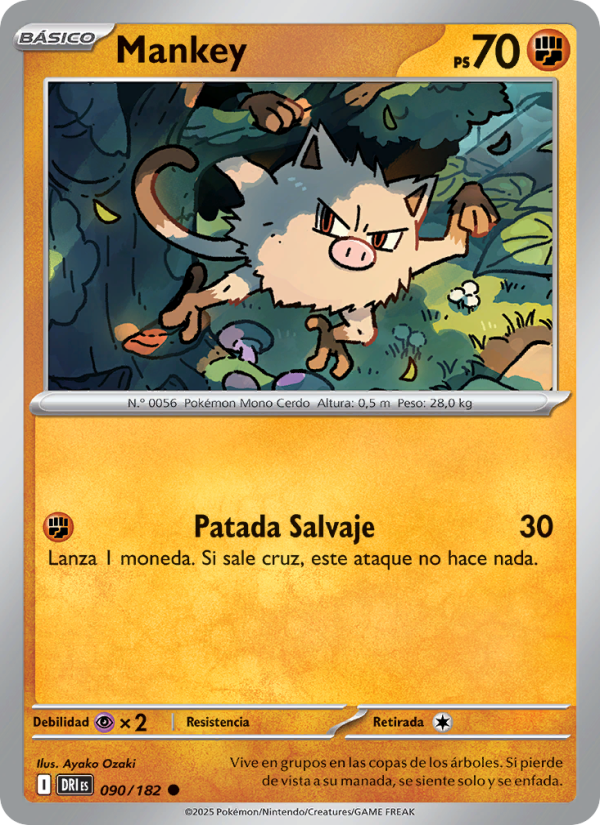Mankey 090 — Rivales Predestinados (Spanish Pokémon TCG card)