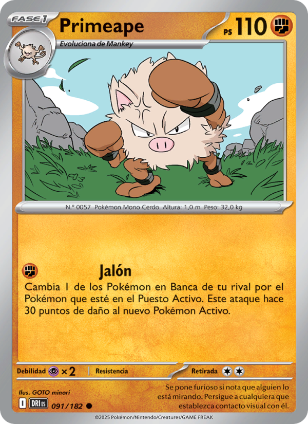 Primeape 091 — Rivales Predestinados (Spanish Pokémon TCG card)