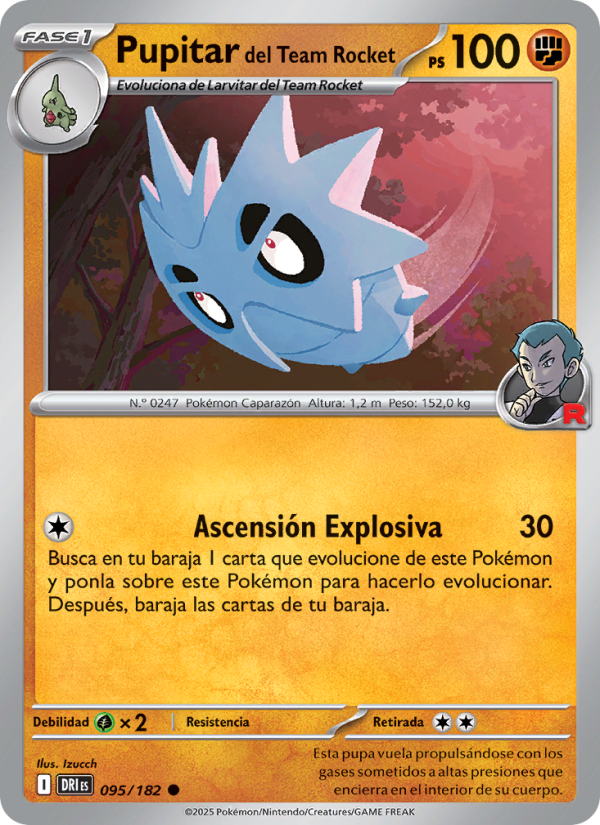 Pupitar del Team Rocket 095 — Rivales Predestinados (Spanish Pokémon TCG card)