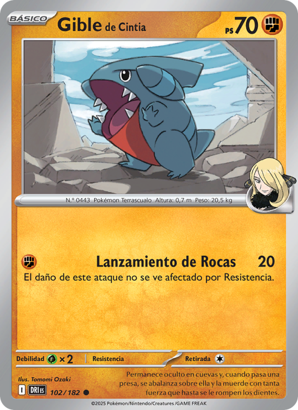 Gible de Cintia 102 — Rivales Predestinados (Spanish Pokémon TCG card)