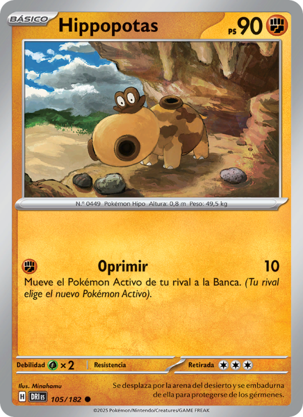 Hippopotas 105 — Rivales Predestinados (Spanish Pokémon TCG card)