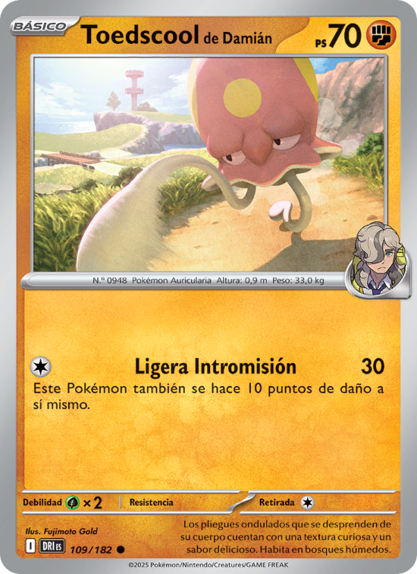 Toedscool de Damián 109 — Rivales Predestinados (Spanish Pokémon TCG card)