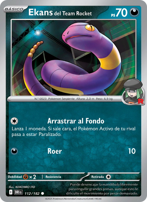 Ekans del Team Rocket 112 — Rivales Predestinados (Spanish Pokémon TCG card)