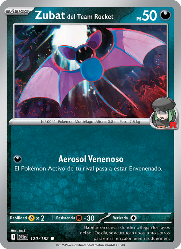 Zubat del Team Rocket 120 — Rivales Predestinados (Spanish Pokémon TCG card)