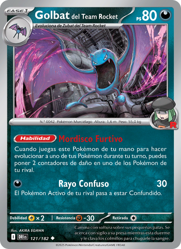 Golbat del Team Rocket 121 — Rivales Predestinados (Spanish Pokémon TCG card)