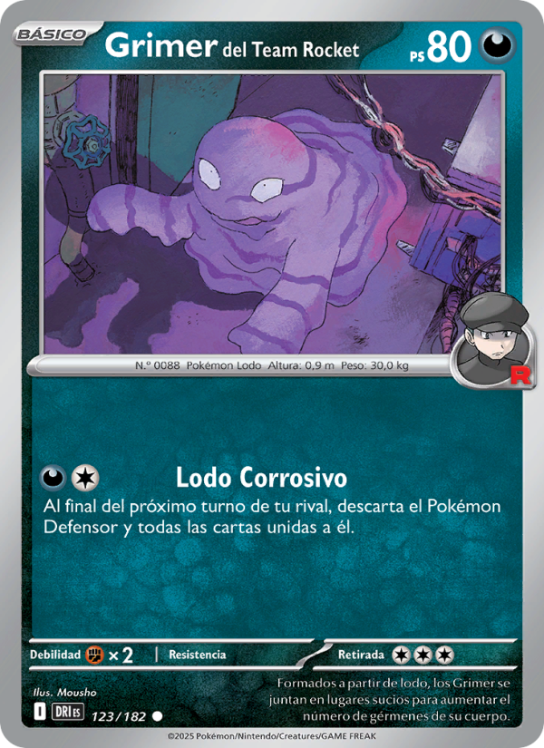 Grimer del Team Rocket 123 — Rivales Predestinados (Spanish Pokémon TCG card)