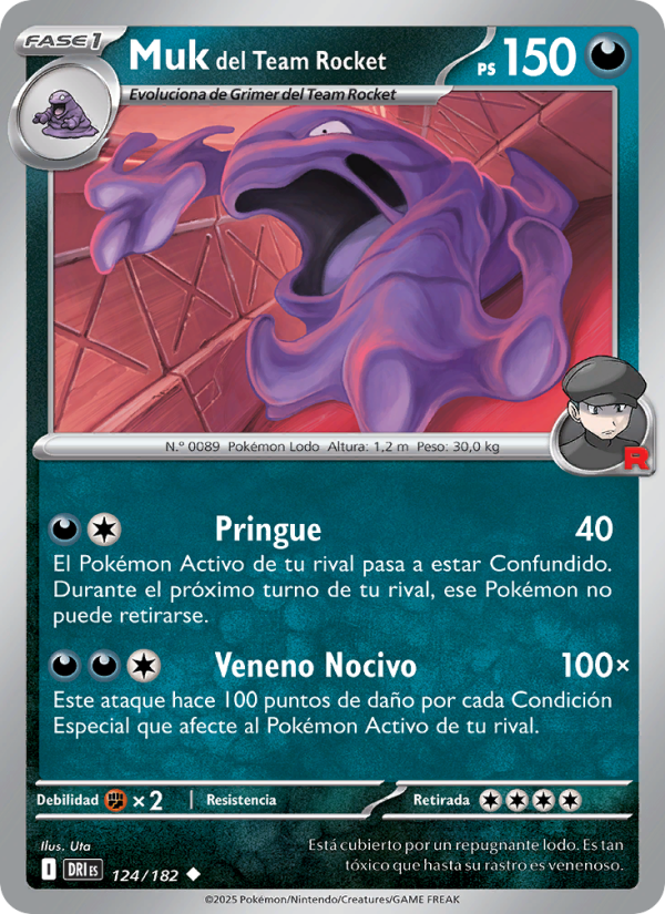 Muk del Team Rocket 124 — Rivales Predestinados (Spanish Pokémon TCG card)