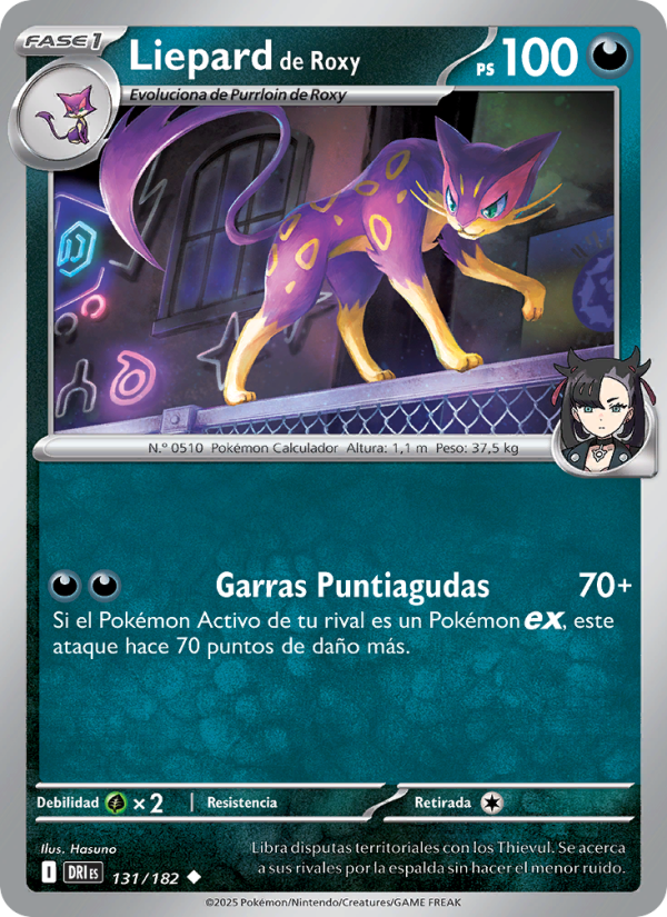 Liepard de Roxy 131 — Rivales Predestinados (Spanish Pokémon TCG card)