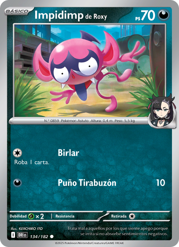 Impidimp de Roxy 134 — Rivales Predestinados (Spanish Pokémon TCG card)