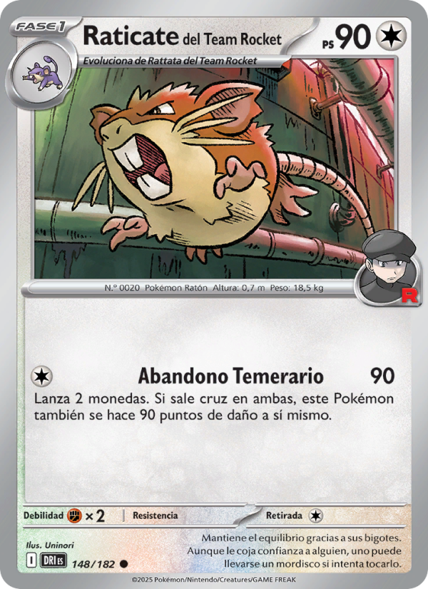 Raticate del Team Rocket 148 — Rivales Predestinados (Spanish Pokémon TCG card)