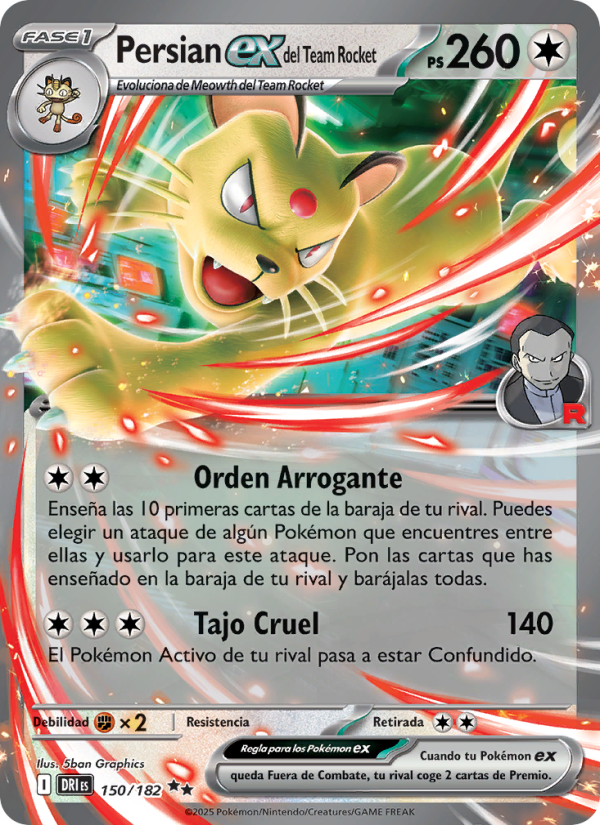 Persian ex del Team Rocket 150 — Rivales Predestinados (Spanish Pokémon TCG card)